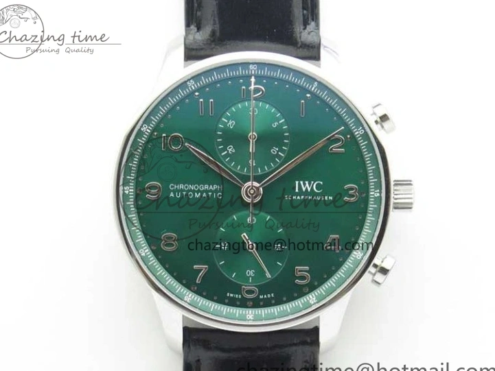 MIROTIME 0421 Elegant Portuguese IW371615 ZF 1:1 Best Edition SS Green Dial on Black Leather Strap A96355 V 7081
